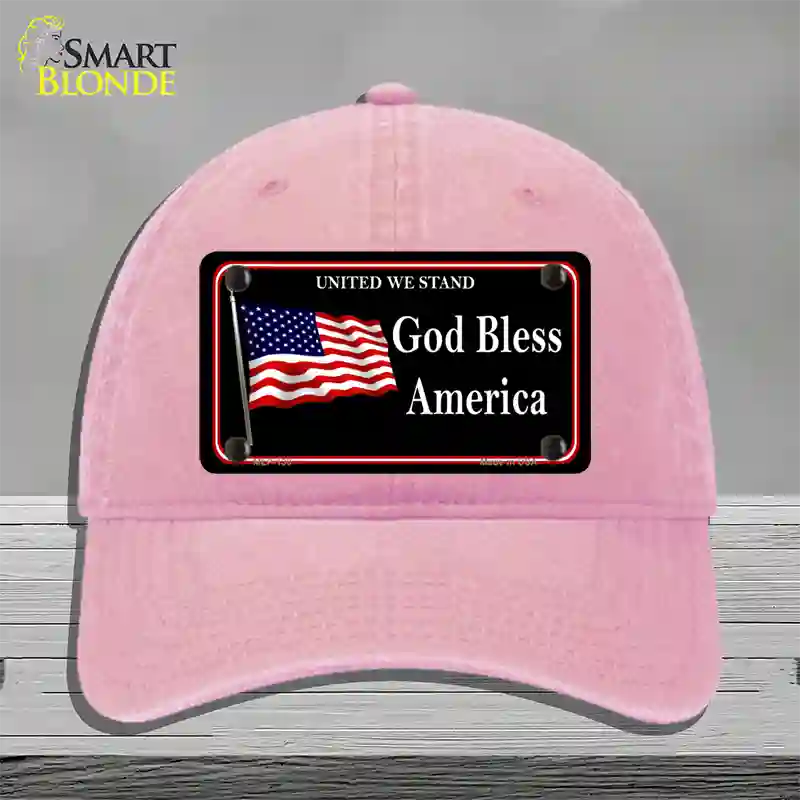 God Bless America Novelty License Plate Hat Unconstructed Cotton / Pink