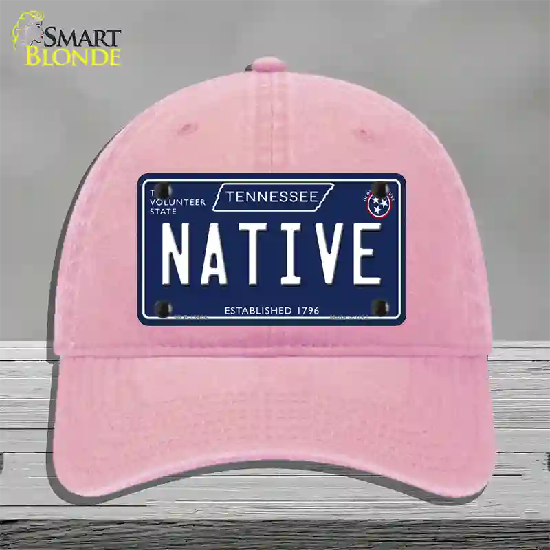 Native Tennessee Blue Novelty License Plate Hat Tag Unconstructed Cotton / Pink