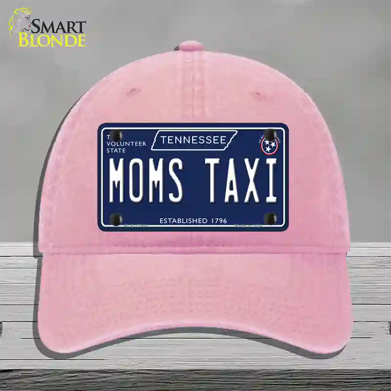 Moms Taxi Tennessee Blue Novelty License Plate Hat Tag Unconstructed Cotton / Pink