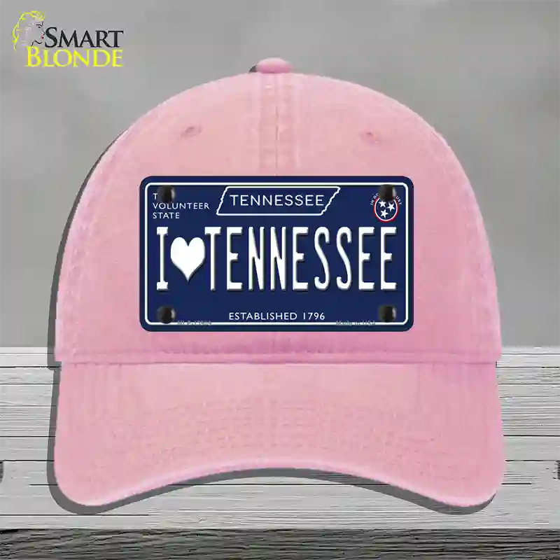 I Heart TN Tennessee Blue Novelty License Plate Hat Tag Unconstructed Cotton / Pink