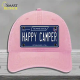 Happy Camper Tennessee Blue Novelty License Plate Hat Tag Unconstructed Cotton / Pink