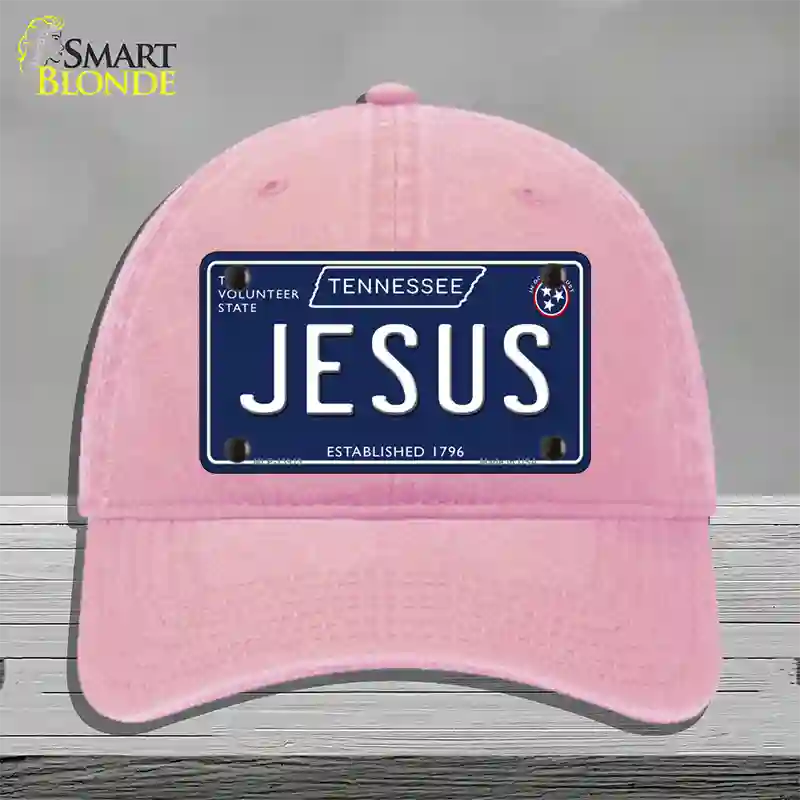 Jesus Tennessee Blue Novelty License Plate Hat Tag Unconstructed Cotton / Pink