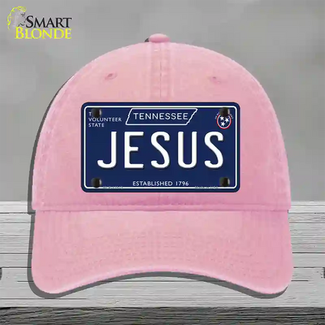 Jesus Tennessee Blue Novelty License Plate Hat Tag Unconstructed Cotton / Pink