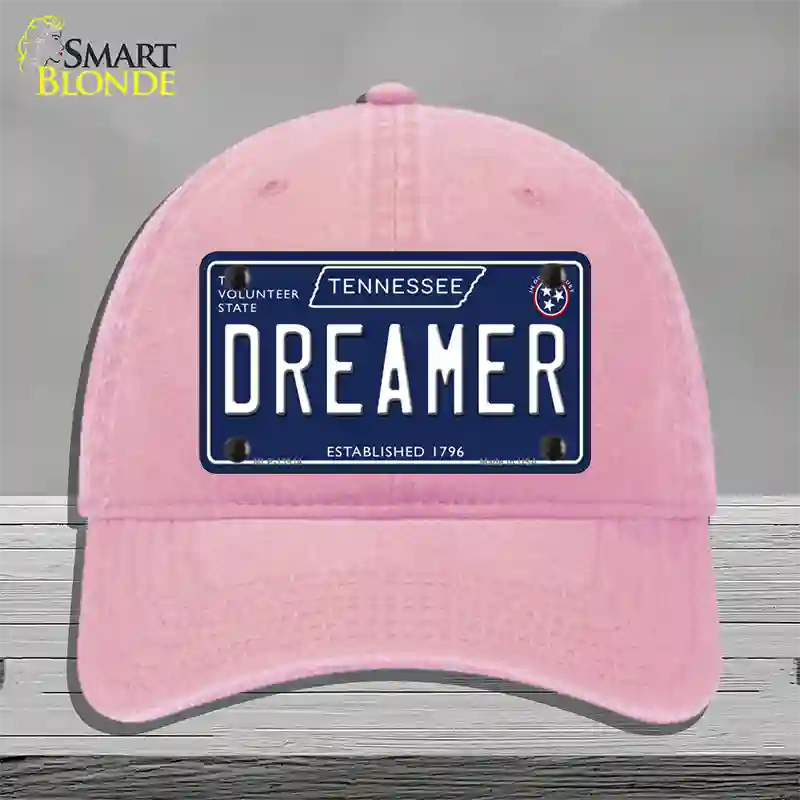 Dreamer Tennessee Blue Novelty License Plate Hat Tag Unconstructed Cotton / Pink