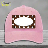 White Brown Polka Dot Center Oval Novelty License Plate Hat Unconstructed Cotton / Pink