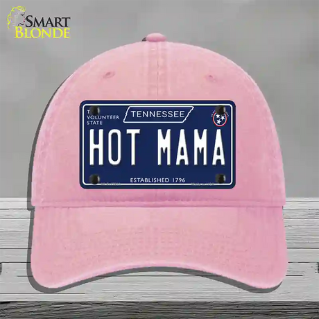 Hot Mama Tennessee Blue Novelty License Plate Hat Tag Unconstructed Cotton / Pink