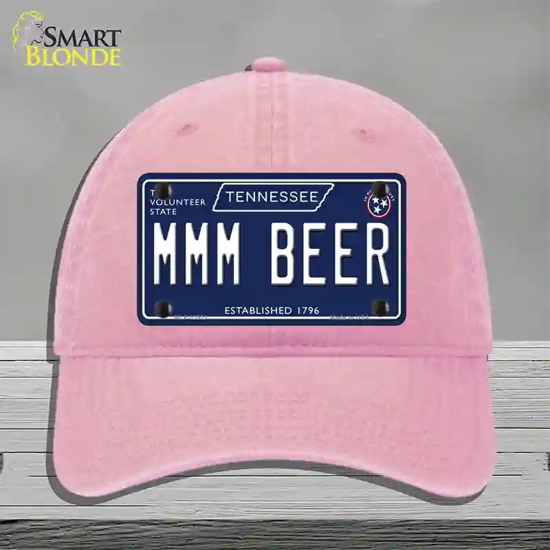 Mmm Beer Tennessee Blue Novelty License Plate Hat Tag Unconstructed Cotton / Pink