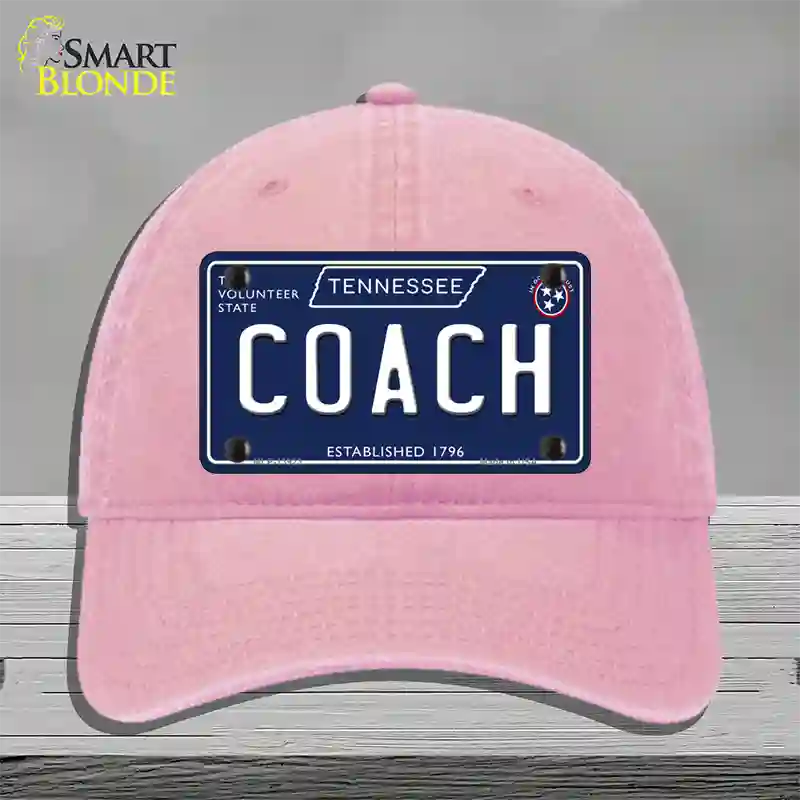 Coach Tennessee Blue Novelty License Plate Hat Tag Unconstructed Cotton / Pink