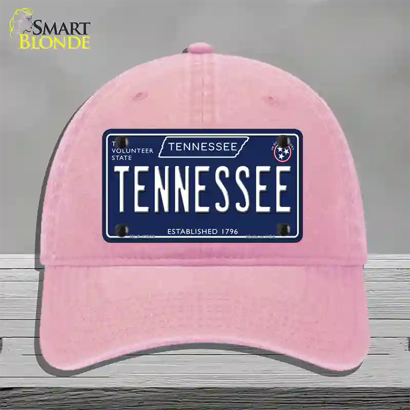 TN Tennessee Blue Novelty License Plate Hat Tag Unconstructed Cotton / Pink