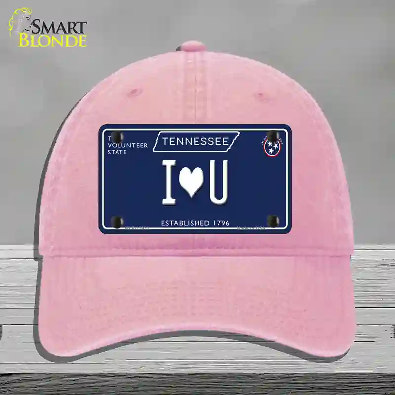 I Heart U Tennessee Blue Novelty License Plate Hat Tag Unconstructed Cotton / Pink