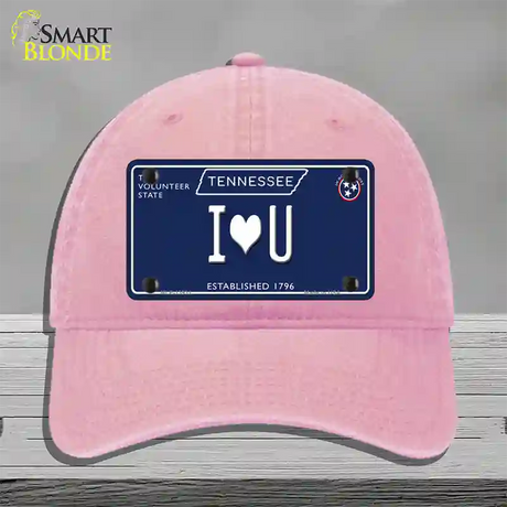 I Heart U Tennessee Blue Novelty License Plate Hat Tag Unconstructed Cotton / Pink