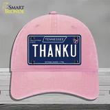 Thank U Tennessee Blue Novelty License Plate Hat Tag Unconstructed Cotton / Pink