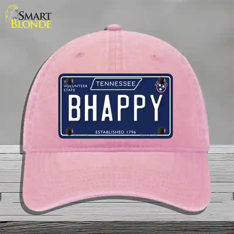 B Happy Tennessee Blue Novelty License Plate Hat Tag Unconstructed Cotton / Pink