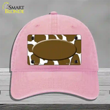 Brown White Giraffe Center Oval Novelty License Plate Hat Unconstructed Cotton / Pink