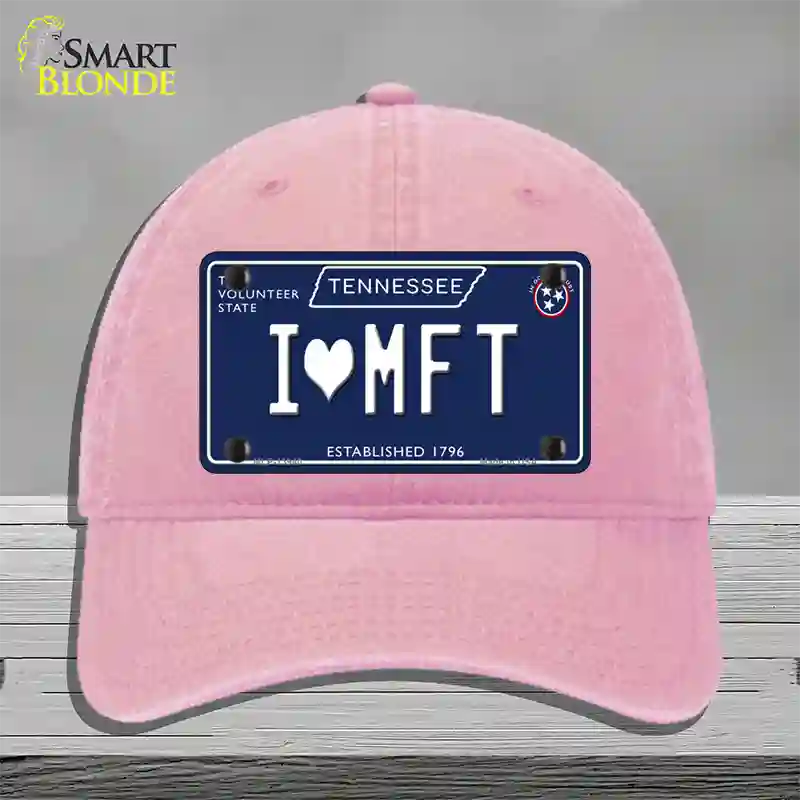 I Heart MFT Tennessee Blue Novelty License Plate Hat Tag Unconstructed Cotton / Pink