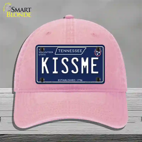 Kiss Me Tennessee Blue Novelty License Plate Hat Tag Unconstructed Cotton / Pink