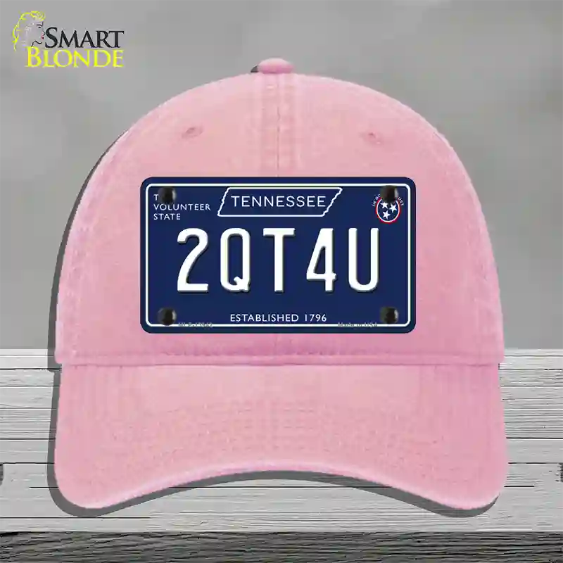 2QT4U Tennessee Blue Novelty License Plate Hat Tag Unconstructed Cotton / Pink