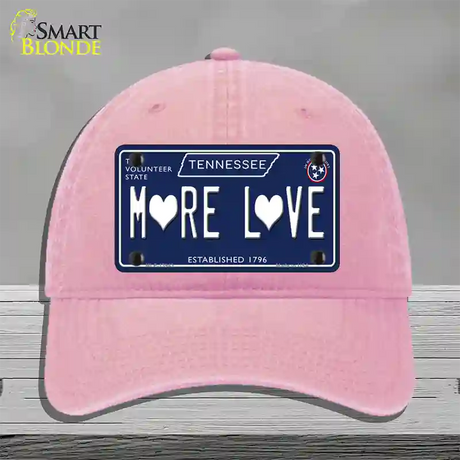 More Love Hearts Tennessee Blue Novelty License Plate Hat Tag Unconstructed Cotton / Pink