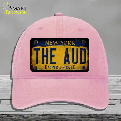 The Aud New York Yellow Novelty License Plate Hat Tag Unconstructed Cotton / Pink