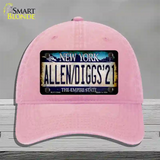 Allen Diggs 21 NY Blue Novelty License Plate Hat Tag Unconstructed Cotton / Pink