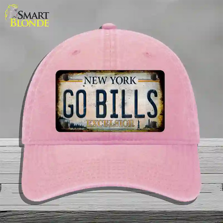 Go Bills New York White Novelty License Plate Hat Tag Unconstructed Cotton / Pink