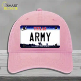 Texas Army Novelty License Plate Hat Tag Unconstructed Cotton / Pink