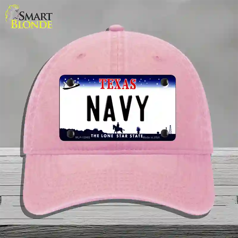 Texas Navy Novelty License Plate Hat Tag Unconstructed Cotton / Pink