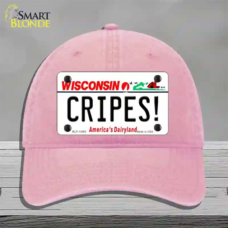 Cripes Wisconsin Novelty License Plate Hat Tag Unconstructed Cotton / Pink