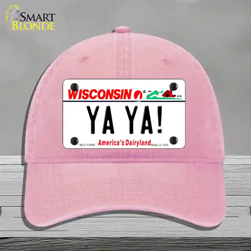 Ya Ya Wisconsin Novelty License Plate Hat Tag Unconstructed Cotton / Pink