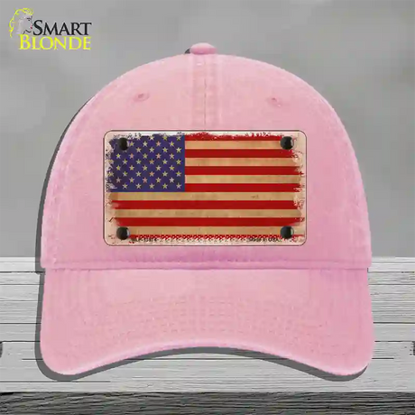 Grunge American Flag Novelty License Plate Hat Tag Unconstructed Cotton / Pink