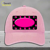 Pink Black Polka Dot Pink Center Oval Black Novelty License Plate Hat Unconstructed Cotton / Pink