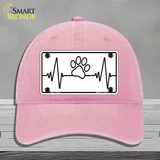 Paw Print Heart Beat Novelty License Plate Hat Tag Unconstructed Cotton / Pink