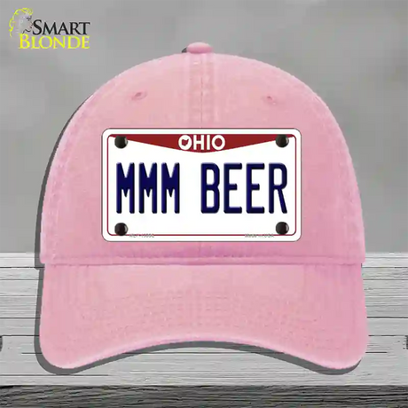 MMM Beer Ohio Novelty License Plate Hat Tag Unconstructed Cotton / Pink