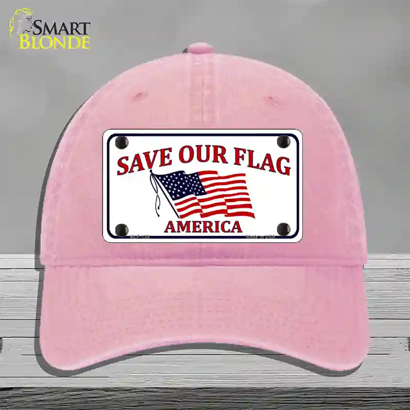 Save Our Flag Novelty License Plate Hat Unconstructed Cotton / Pink