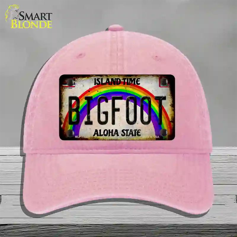 Bigfoot Hawaii Novelty License Plate Hat Tag Unconstructed Cotton / Pink