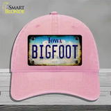 Bigfoot Iowa Novelty License Plate Hat Tag Unconstructed Cotton / Pink