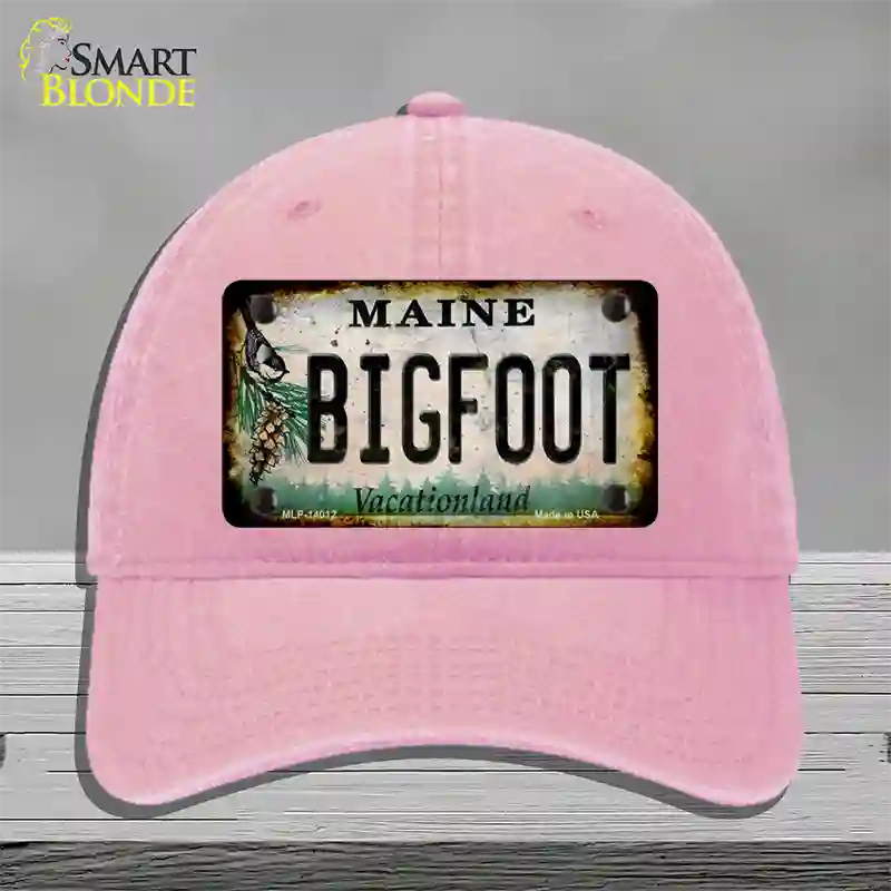 Bigfoot Maine Novelty License Plate Hat Tag Unconstructed Cotton / Pink