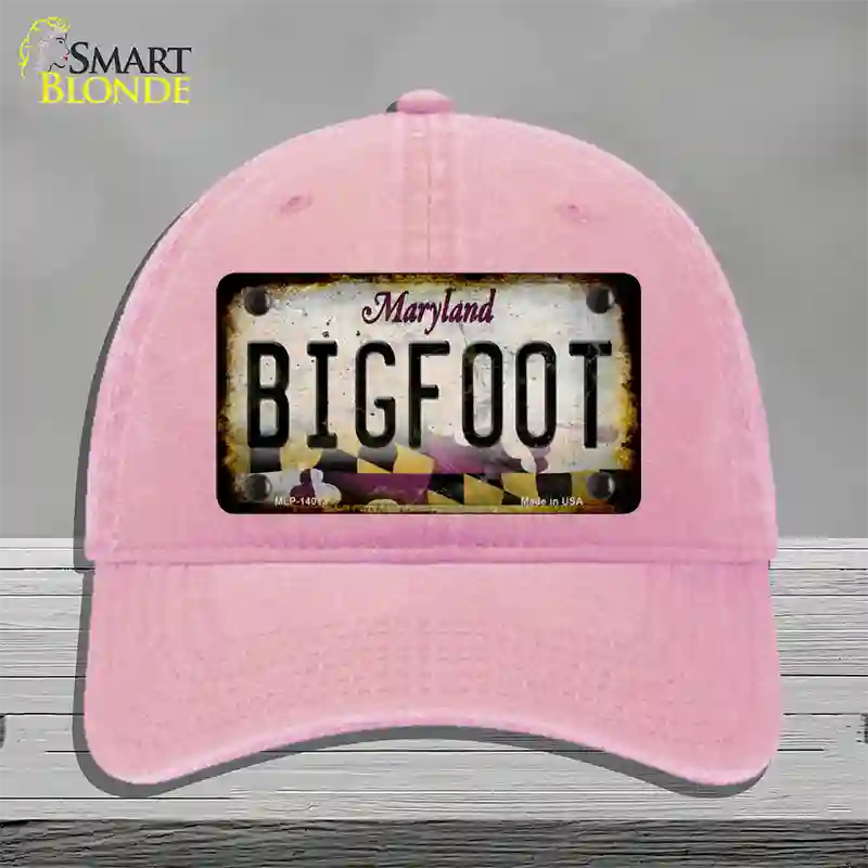 Bigfoot Maryland Novelty License Plate Hat Tag Unconstructed Cotton / Pink