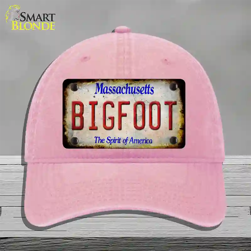 Bigfoot Massachusetts Novelty License Plate Hat Tag Unconstructed Cotton / Pink