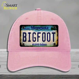 Bigfoot Minnesota Novelty License Plate Hat Tag Unconstructed Cotton / Pink