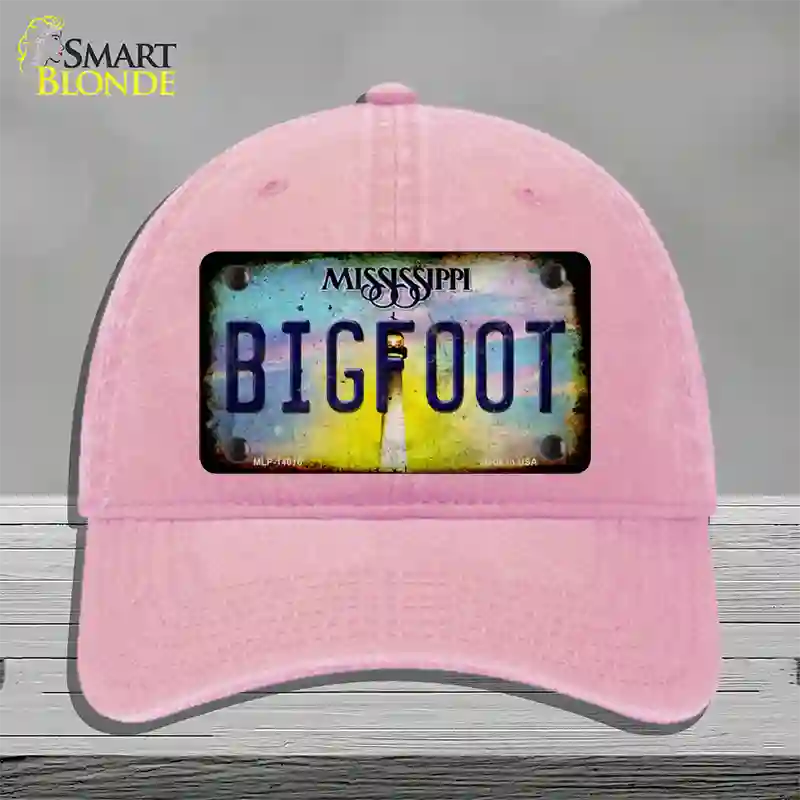 Bigfoot Mississippi Novelty License Plate Hat Tag Unconstructed Cotton / Pink