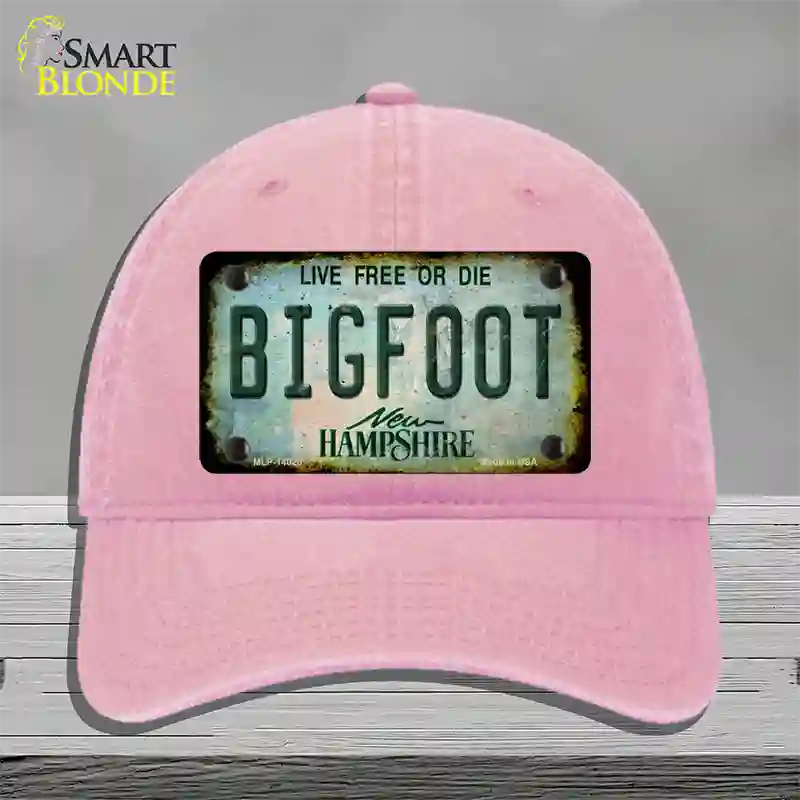 Bigfoot New Hampshire Novelty License Plate Hat Tag Unconstructed Cotton / Pink