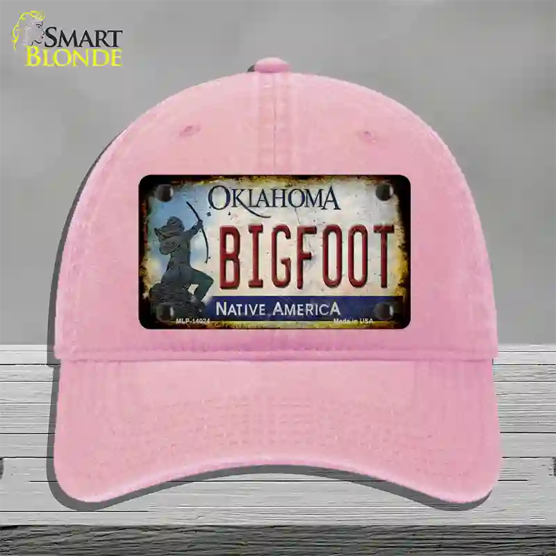 Bigfoot Oklahoma Novelty License Plate Hat Tag Unconstructed Cotton / Pink