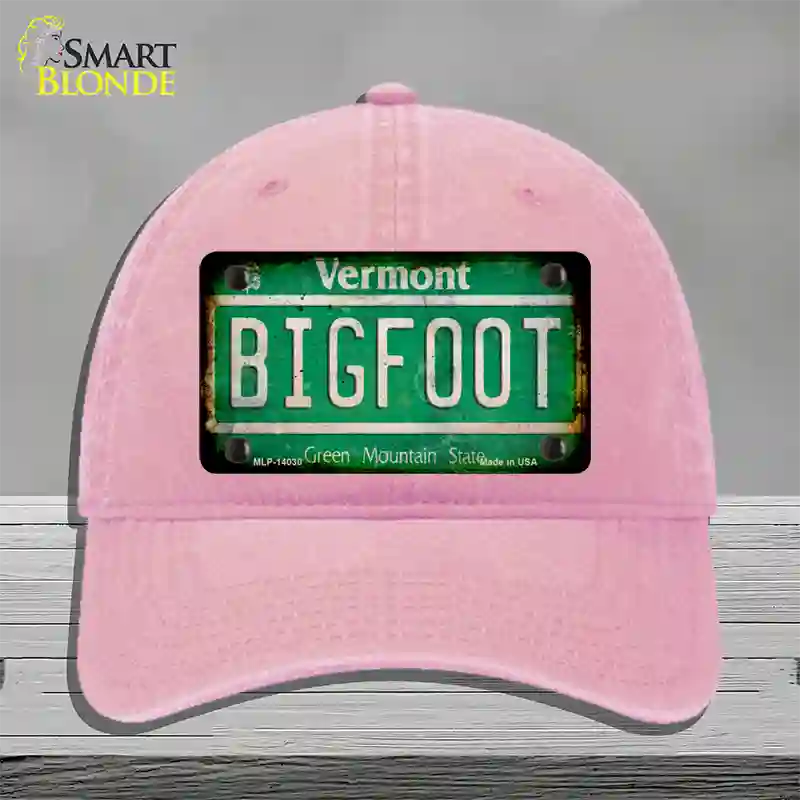 Bigfoot Vermont Novelty License Plate Hat Tag Unconstructed Cotton / Pink