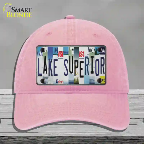 Lake Superior Strip Art Novelty License Plate Hat Tag Unconstructed Cotton / Pink