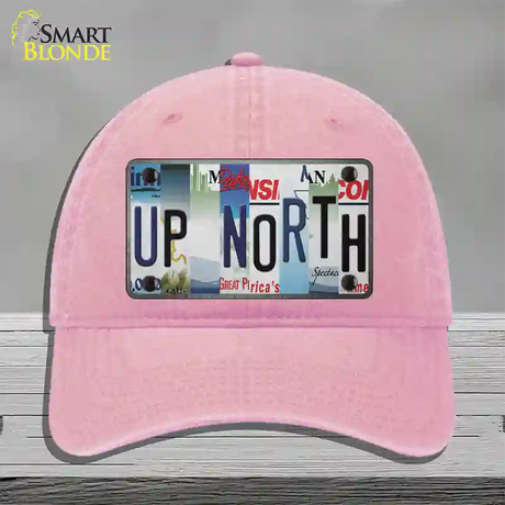 Up North Strip Art Novelty License Plate Hat Tag Unconstructed Cotton / Pink