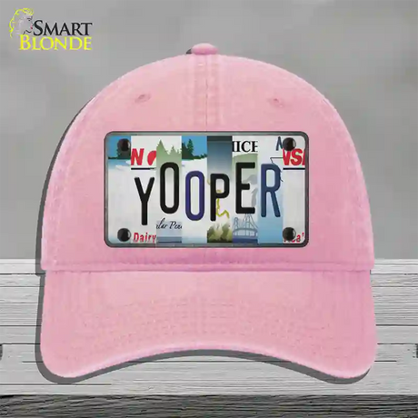 Yooper Strip Art Novelty License Plate Hat Tag Unconstructed Cotton / Pink