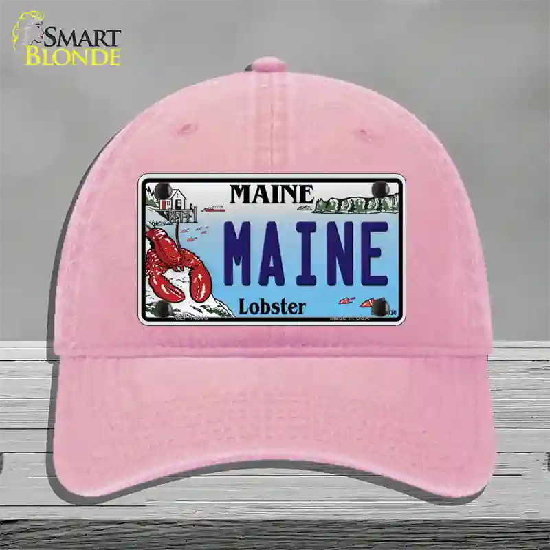 Maine Lobster Novelty License Plate Hat Unconstructed Cotton / Pink