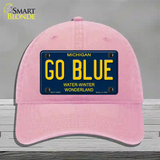 Go Blue Michigan Blue Novelty License Plate Hat Unconstructed Cotton / Pink