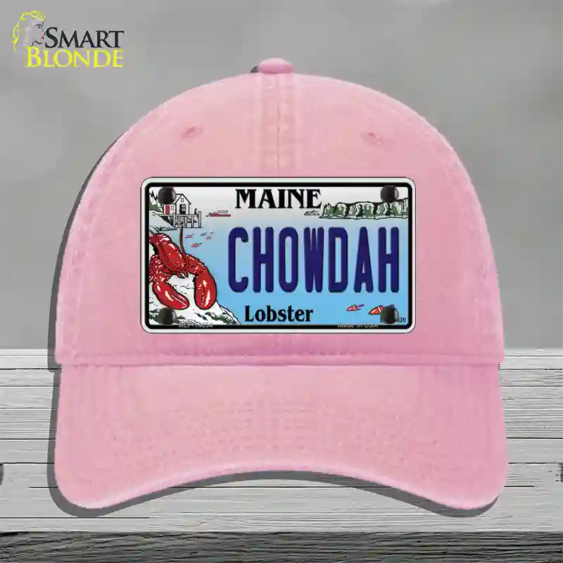 Chowdah Maine Lobster Novelty License Plate Hat Unconstructed Cotton / Pink